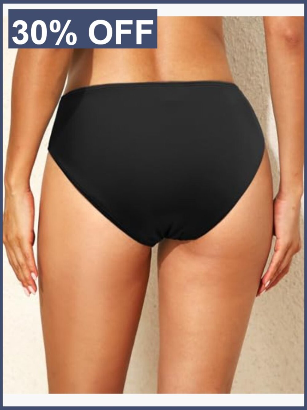 Mid Rise Ruched Bikini Bottom Full Coverage Tummy Control - Picture 2 of 7